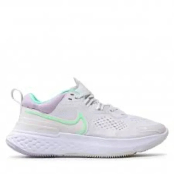 𝅺Nike Running React Miler  2 Sneakers Platinum Tint/Green Glow/White 8 - Picture 1 of 13
